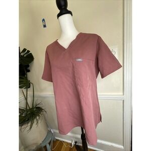 FIGS Catarina Scrub Top‎ Women's L Mauve Shirt Pocket V Neck FW1000 1552